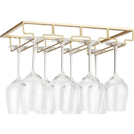 Support de verre à vin suspendu sous armoire – Métal doré – Capacité 6 à 9 verres – Facile à installer – Design moderne