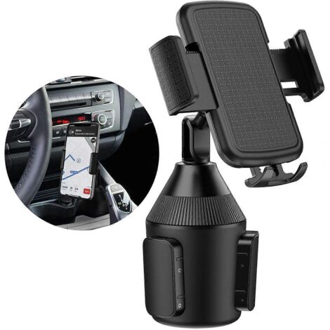Support de voiture pour gobelet, support pour téléphone portable, support universel réglable, compatible avec iPhone Xs/Max/X/XR/8/8 Plus, Samsung Note 9/S10+/S9/S9+/S8