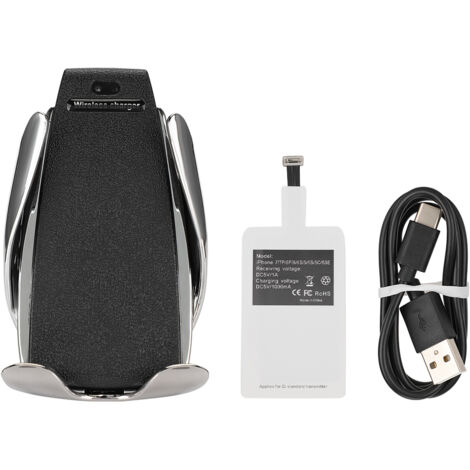 Support de voiture sans fil automatique pour iPhone, chargeur rapide à induction PC+ABS avec finition métallisée