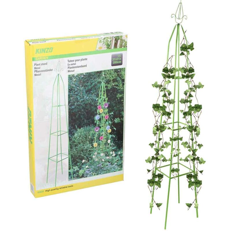 Kinzo - Support pour plantes grimpantes Obélisque Pyramide de jardin 31x200cm