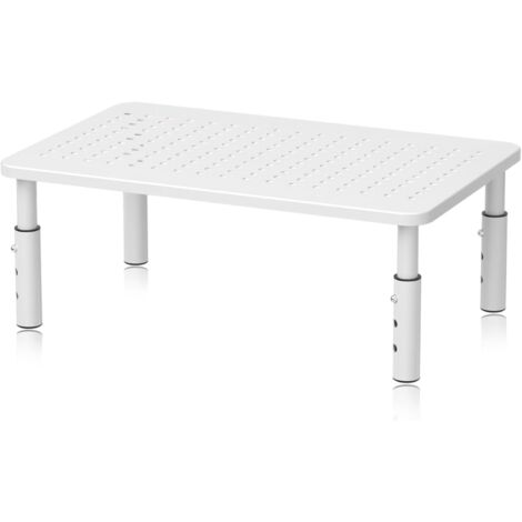 Support d'écran (370 x 235 mm), réglable en hauteur sur trois niveaux, pour ordinateur portable et imprimante, surface ventilée, blanc.