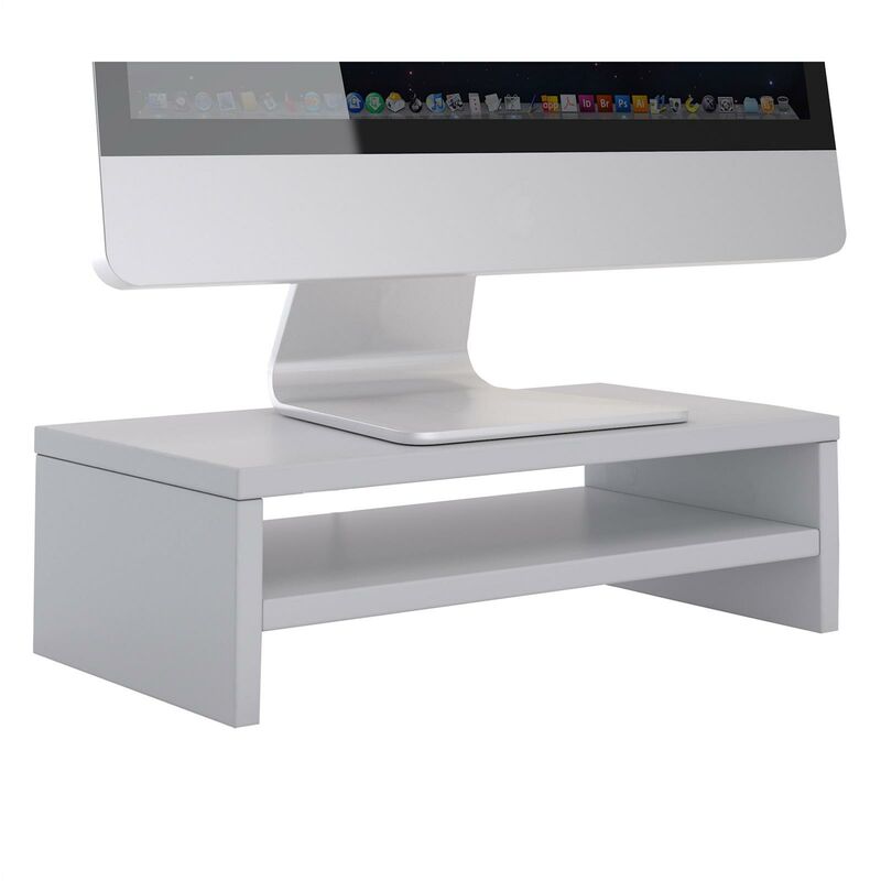 Idimex - Support d'écran d'ordinateur display, réhausseur pour moniteur avec étagère intermédiaire, longueur 42 cm en mélaminé gris clair mat - gris