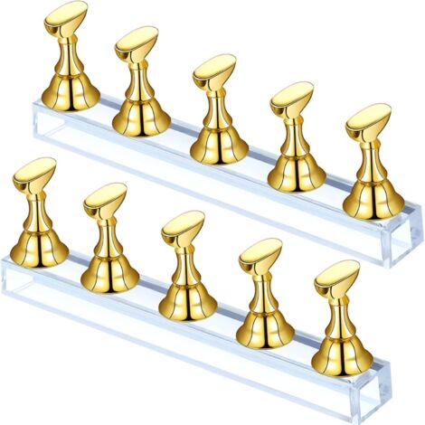 Support d'entraînement à ongles longue bande 2 pièces (doré)