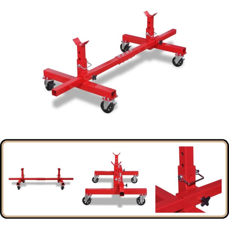 Vidaxl - Support d'essieu mobile Rouge - Support Essieu Voiture - Chariot Véhicule - Outil Garage - Déplacement Véhicule - Outils Mécanique