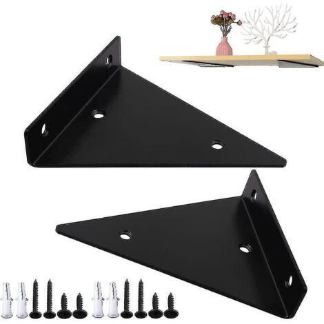 Support d'étagère (2 pièces), étagère, triangle métallique flottant, fixation murale, support d'angle invisible avec vis - AquaForge