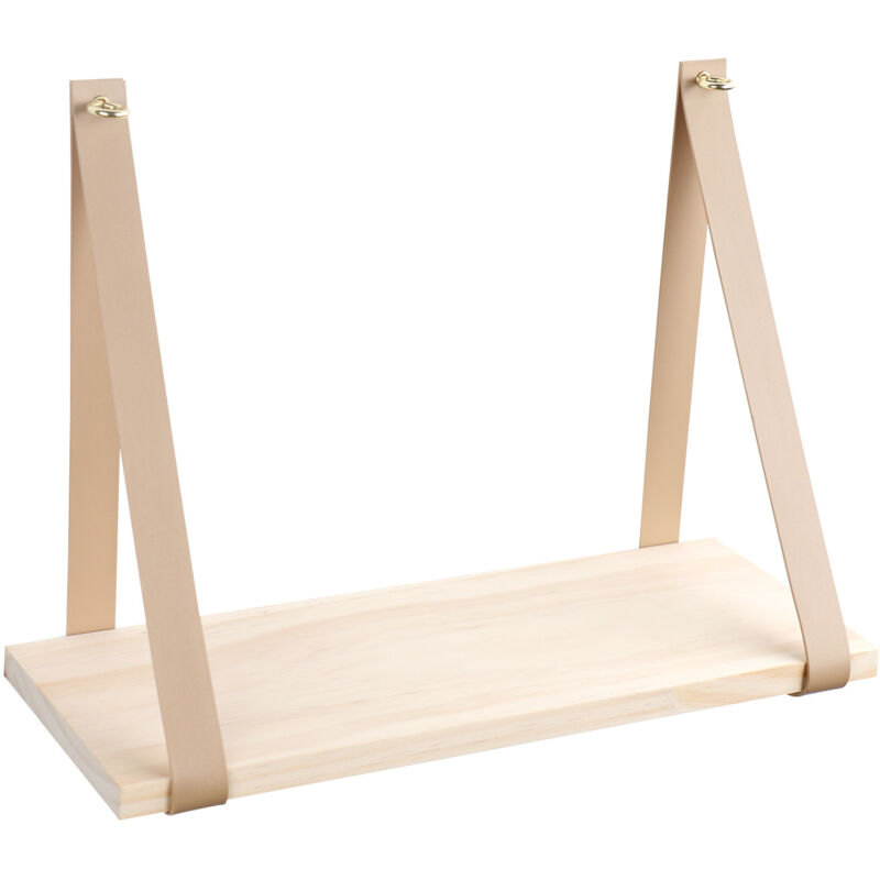 Support d'étagère en cuir beige, robuste et durable, idéal pour le salon, la chambre et la décoration murale