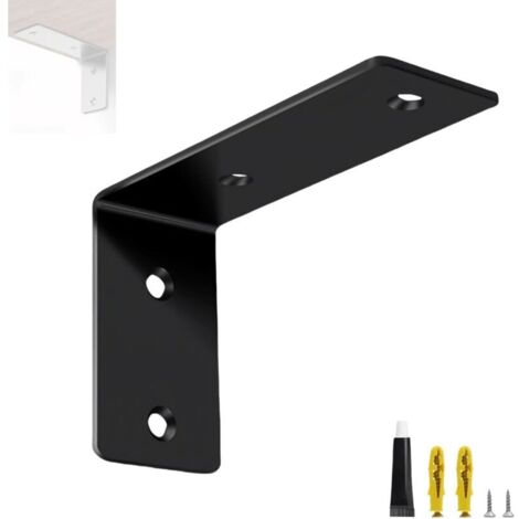 Support d'étagère en deux parties, support d'étagère flottant, support d'étagère mural avec vis (noir, 225 mm)