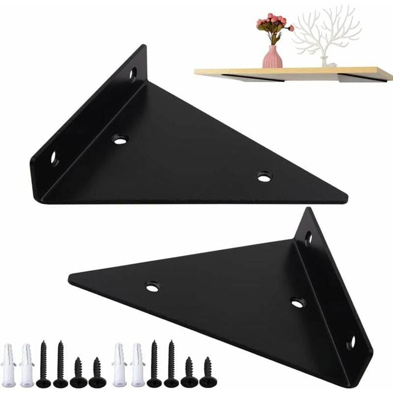 Support D'étagère en Triangle en Métal Flottant,Equerre Etagere Mural Aveugles Dissimulés,Chambre à Coucher Salon Salle de Bain Bricolage Décoration