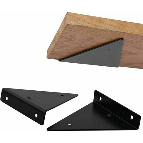 Support D'étagère en Triangle en Métal Flottant,Equerre Etagere Mural Aveugles Dissimulés,Chambre À Coucher Salon Salle de Bain Bricolage Décoration Support,2 Pièces (8x10cm/3.1x3.9in,black)
