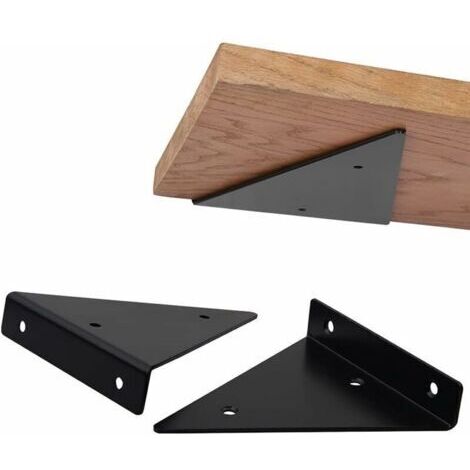 Support D'étagère en Triangle en Métal Flottant,Equerre Etagere Mural Aveugles Dissimulés,Chambre À Coucher Salon Salle de Bain Bricolage Décoration Support,2 Pièces (8x10cm/3.1x3.9in,black)