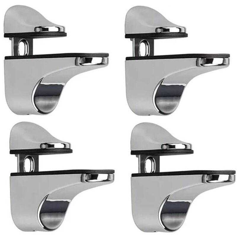 Missdong - Support D'étagère en Verre Réglable, 4 Pcs Support D'étagère en Verre, Pince en Verre à Fixation Murale, Support pour Étagères en Verre,