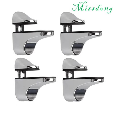 Support D'étagère en Verre Réglable, 4 Pcs Support D'étagère en Verre, Pince en Verre à Fixation Murale, Support pour Étagères en Verre, pour Tablette Verre