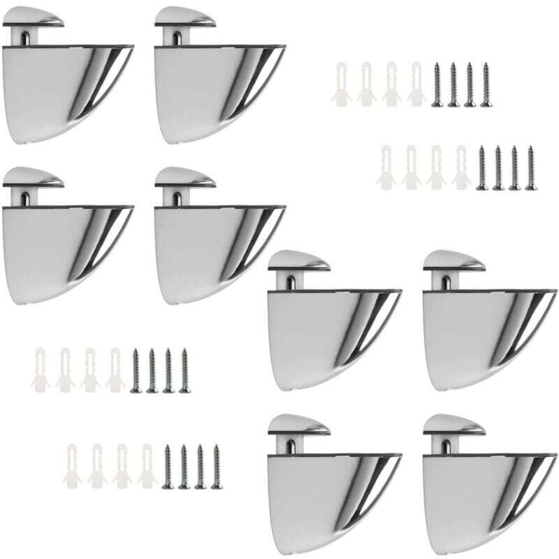 Basetbl - Support D'étagère en Verre Réglable, 8 Pièces Support Etagere Verre, Pince Verre Réglables en Alliage de Zinc pour Étagère en Bois/Verre de