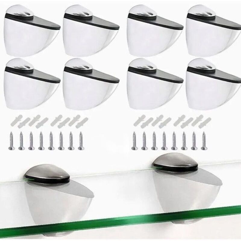 Support D'étagère en Verre Réglable, 8 Pièces Support Etagere Verre, Pince Verre Réglables en Alliage de Zinc pour Étagère en Bois/Verre de 3 à 14 mm