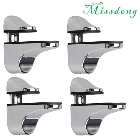 Support D'étagère en Verre Réglable Fixation Murale 4 Pièces pour Tablettes