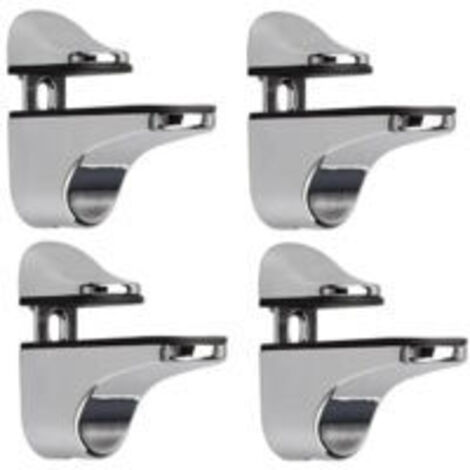 Support d'étagère en verre réglable – Lot de 4 – Alliage de zinc – Fixation murale – Pour étagères en verre ou bois