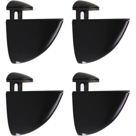 Support D'étagère en Verre Réglable,4 Pièces Support Etagere Verre, Pince Verre Réglables en Alliage de Zinc pour Étagère en Bois/Verre de 2 à 23 mm Épaisseur (Noir)