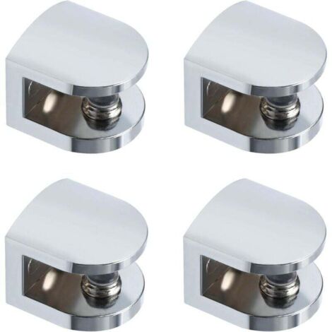 Support d'étagère en verre, support à clip réglable, support mural pour étagère en verre de 8 à 10 mm, support de salle de bain, pièces de rechange en chrome poli, lot de 4