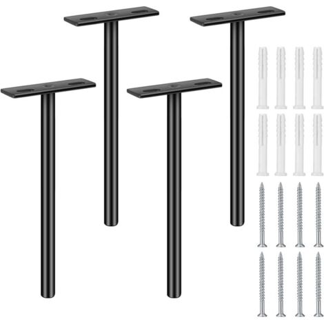 Support d'étagère flottante invisible, 4 pièces, fixation murale cachée, pour étagères en bois (14,2 x 7 cm)