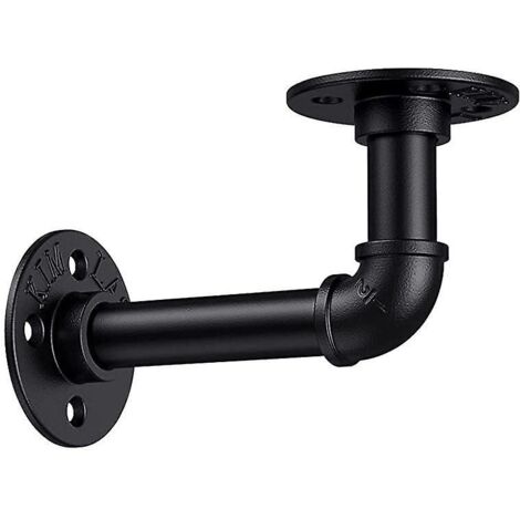 Support d'étagère industriel vintage noir en tuyau avec brides de 10 x 15 cm pour meubles DIY et étagères murales flottantes