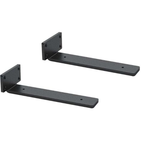 Support d'étagère mural robuste en forme de L pour étagères à monter soi-même, 20 cm, 2 pièces (noir)