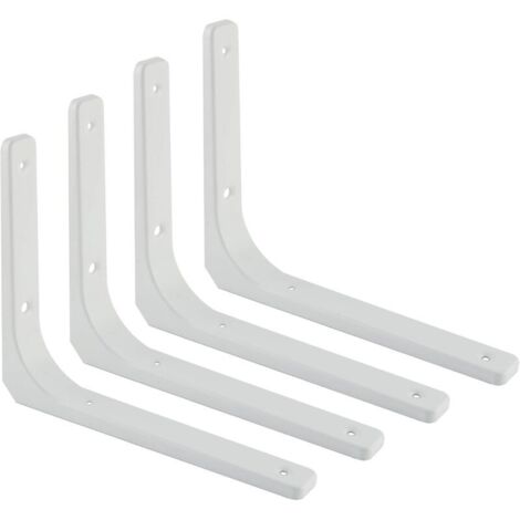 Support d'étagère mural robuste, support d'étagère flottant pour salon, chambre à coucher, cuisine, support d'étagère mural en métal, 200 x 150 mm, blanc, 4 pièces