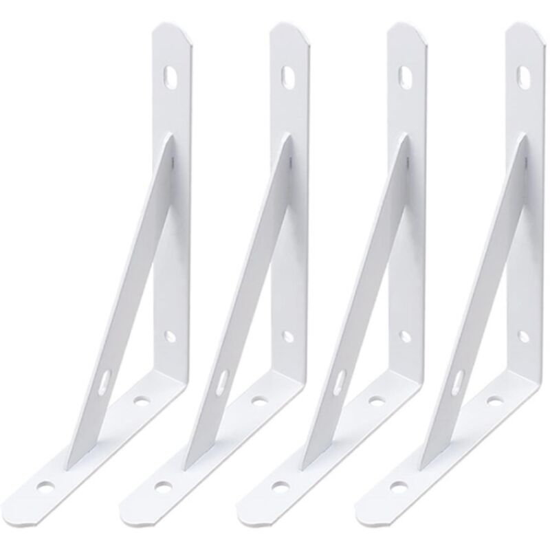 Support d'étagère mural, support d'étagère mural triangulaire, avec vis, 25 x 15,5 x 1,6 cm, 4 pièces, blanc Support d'étagère mural, support d'étagère mural triangulaire, avec vis, 25 x 15,5 x 1,6 cm, 4 pièces, blanc