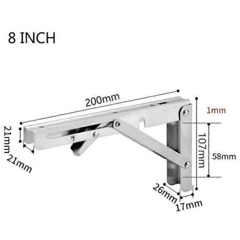 Support d'étagère pliable de 20 cm (2 pièces), en acier inoxydable robuste, pour table et comptoir, projet de bricolage gain de place. Br-AquaForge