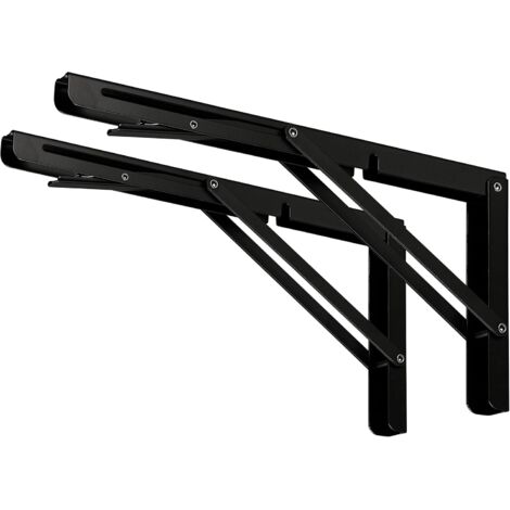 Support d'étagère pliable noir de 14 pouces avec une capacité de charge maximale de 440 livres, H-AquaForge