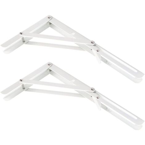 Support d'étagère pliable, support gain de place, charnière de table pliante murale, 25 cm, 2 pièces - Blanc