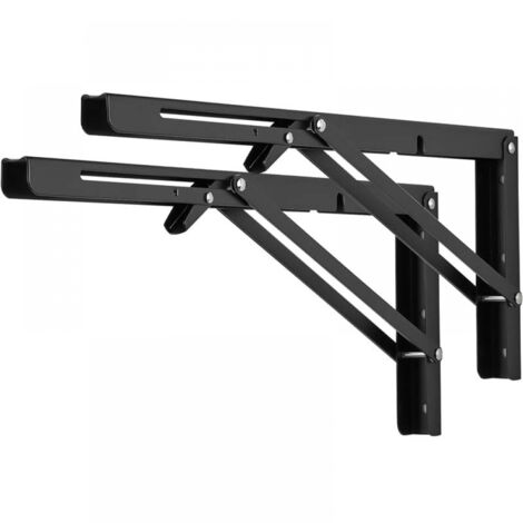 Support d'étagère pliable, support gain de place, charnière de table pliante murale, 30 cm, 2 pièces - Noir