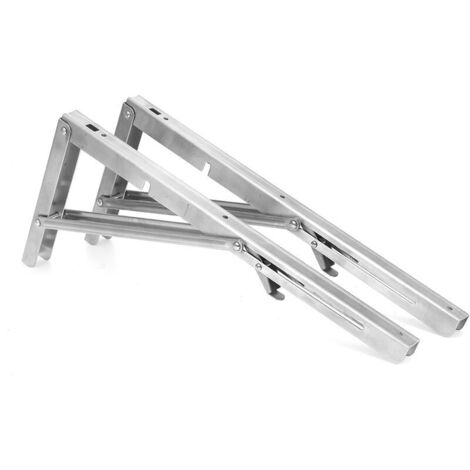 Support d'étagère triangulaire pliant en acier inoxydable 2psc, acier inoxydable Billy 16 pouces 40CM