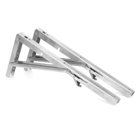 Support d'étagère triangulaire pliant en acier inoxydable 2psc, acier inoxydable Billy 16 pouces 40CM