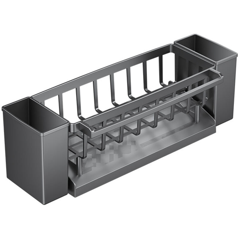 Support d'Évier de Cuisine, Support de Rangement pour Éponge, Drainage Automatique, avec Barre Porte-Serviettes, Montage Mural Sans Perçage, Adapté à