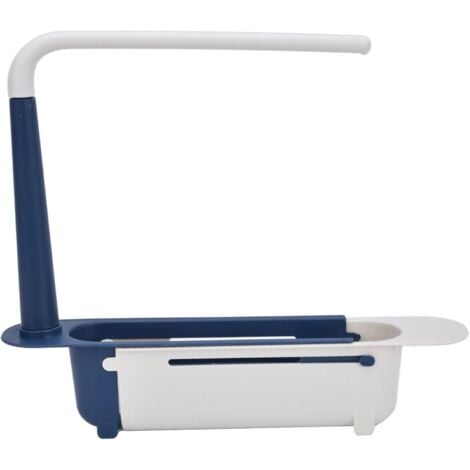FLYDOSI Support d'évier, porte eponge evier cuisine support de rangement télescopique pour évier Librement Grande capacité Organisateur d'évier extensible en PP pour évier de cuisine(bleu)