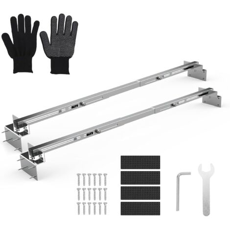 Support d'évier sous plan, support d'évier réglable en acier inoxydable, tige de support d'évier sous plan à tige horizontale, convient aux éviers sous plan dans les espaces de rangement d'une largeur