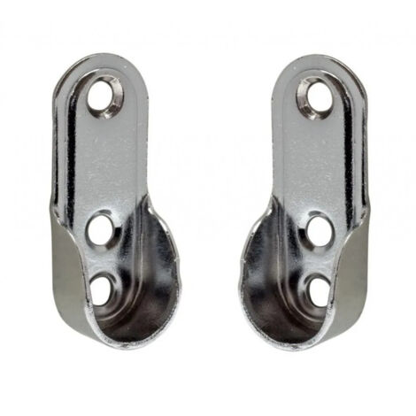 Support d'extrémité pour tube de penderie ovale 30x15, zamal chromé