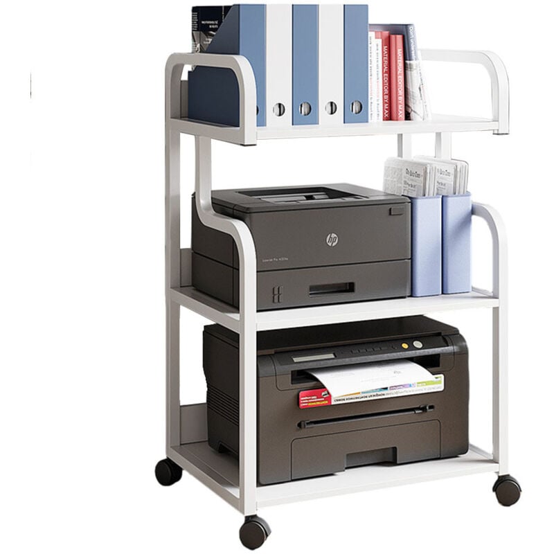Sinbinta - Support d'Imprimante à 3 Niveaux Meuble pour Scanner avec Stockage Support pour Imprimante Étagère Imprimante Meuble de Rangement Fax pour