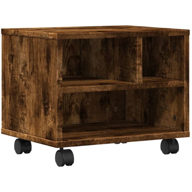 Vidaxl - Support d'imprimante avec roulettes chêne fumé 41x32x34,5 cm Smoked oak