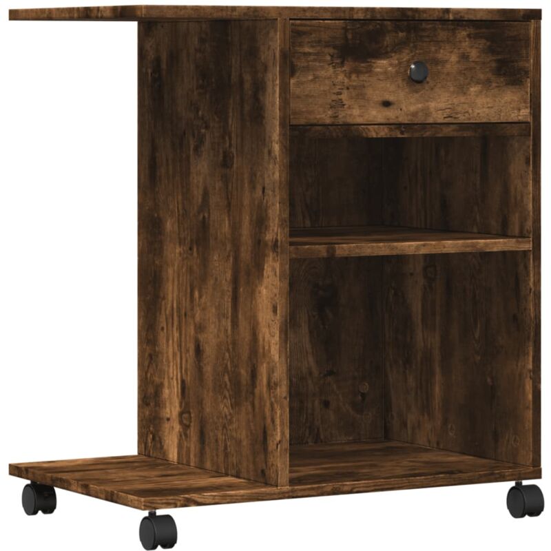 Vidaxl - Support d'imprimante avec roulettes chêne fumé 60x40x68,5 cm Smoked oak