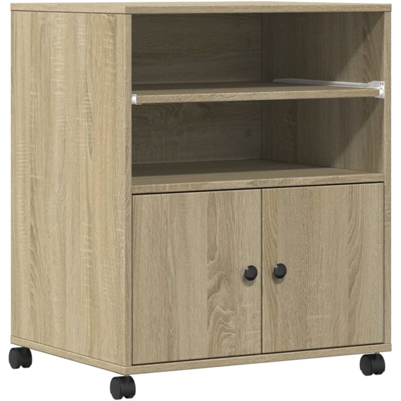 Support d'imprimante avec roulettes chêne sonoma 60x48x74 cm Vidaxl Sonoma oak