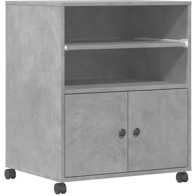 Support d'imprimante avec roulettes gris béton 60x48x74 cm Vidaxl Concrete grey