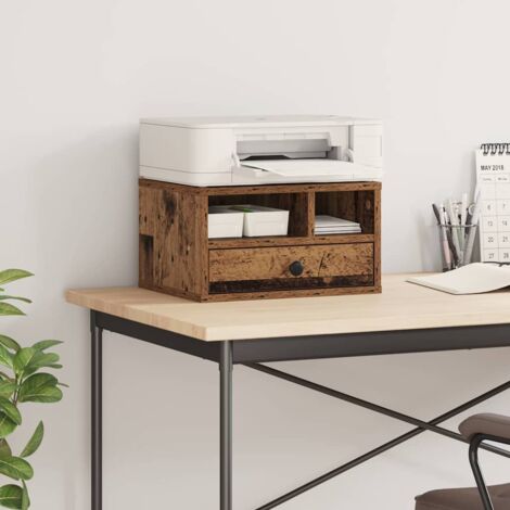 Support D'imprimante En Bois Et Acier 44,5x28x29 Cm - Étagère Bureau Pour Imprimante 3D, Scanner, Fax | 2 Niveaux, Charge 10 Kg - 11