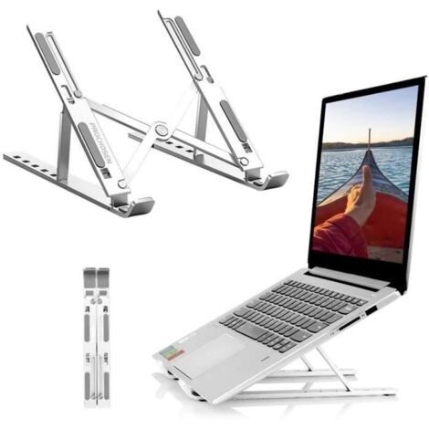 Support d\'ordinateur portable réglable pliable Stand Laptop antidérapant support de tablette en alliage d\'aluminium argent