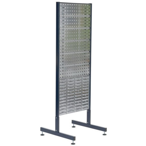 Support double, boîte de présentation d'outils, double support, double support avec 4 trous et 2 plaques à fentes L.571xP.570xH.1600mm des deux côtés pour équiper RAACO