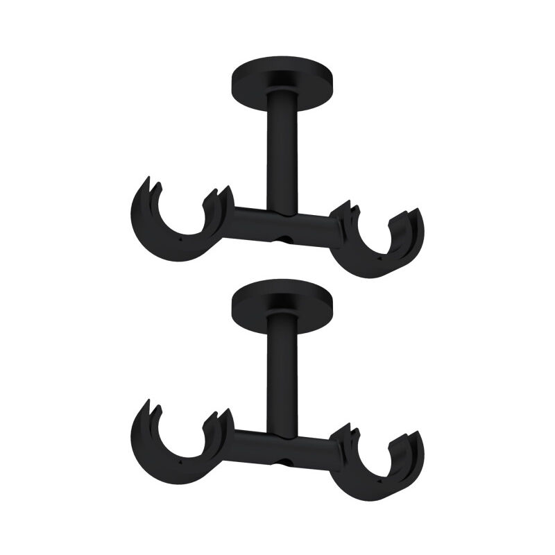 Store Menuiserie - 2 Support Double, Noir, Double Tringle à Rideaux, Support pour Plafond, Diamètre 28 mm