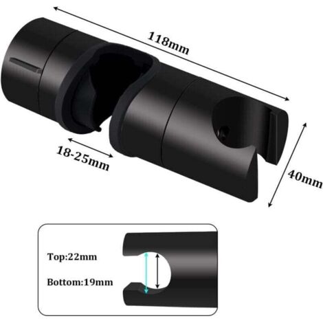 Support douche - Universel Support Pommeau de Douche Noir Pour Barre de Douche 18-25 mm - ABS Massif épaissir - Version Améliorée - Noir Mat