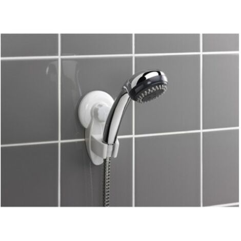 Support douchette à ventouse Blanc 8x6.5x13.5 cm