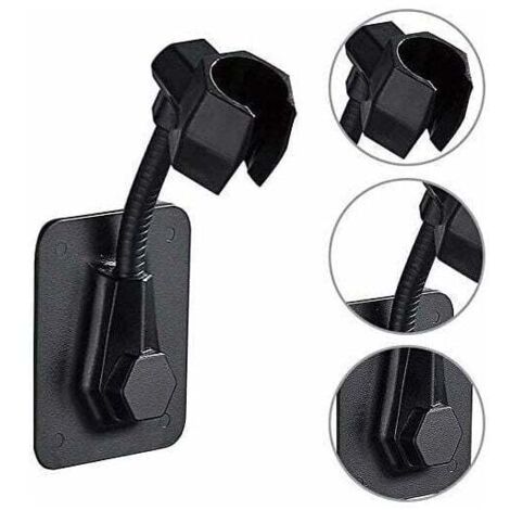 Support douchette,Support de Pommeau de Douche Mural réglable,Support de Pommeau de Douche,Plastique ABS Support Mural adhésif sans perage Support (Black)