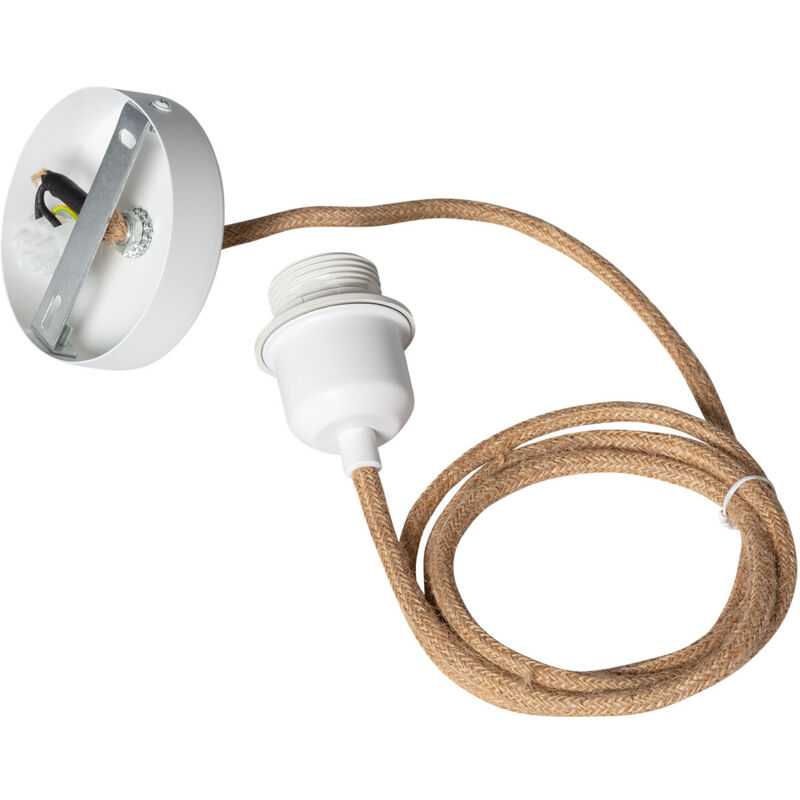 Efectoled - Suspension avec Câble Textile Naturel et Blanc sans Abat-jour Naturel Efectoled - Suspension avec Câble Textile Naturel et Blanc sans Abat-jour Naturel